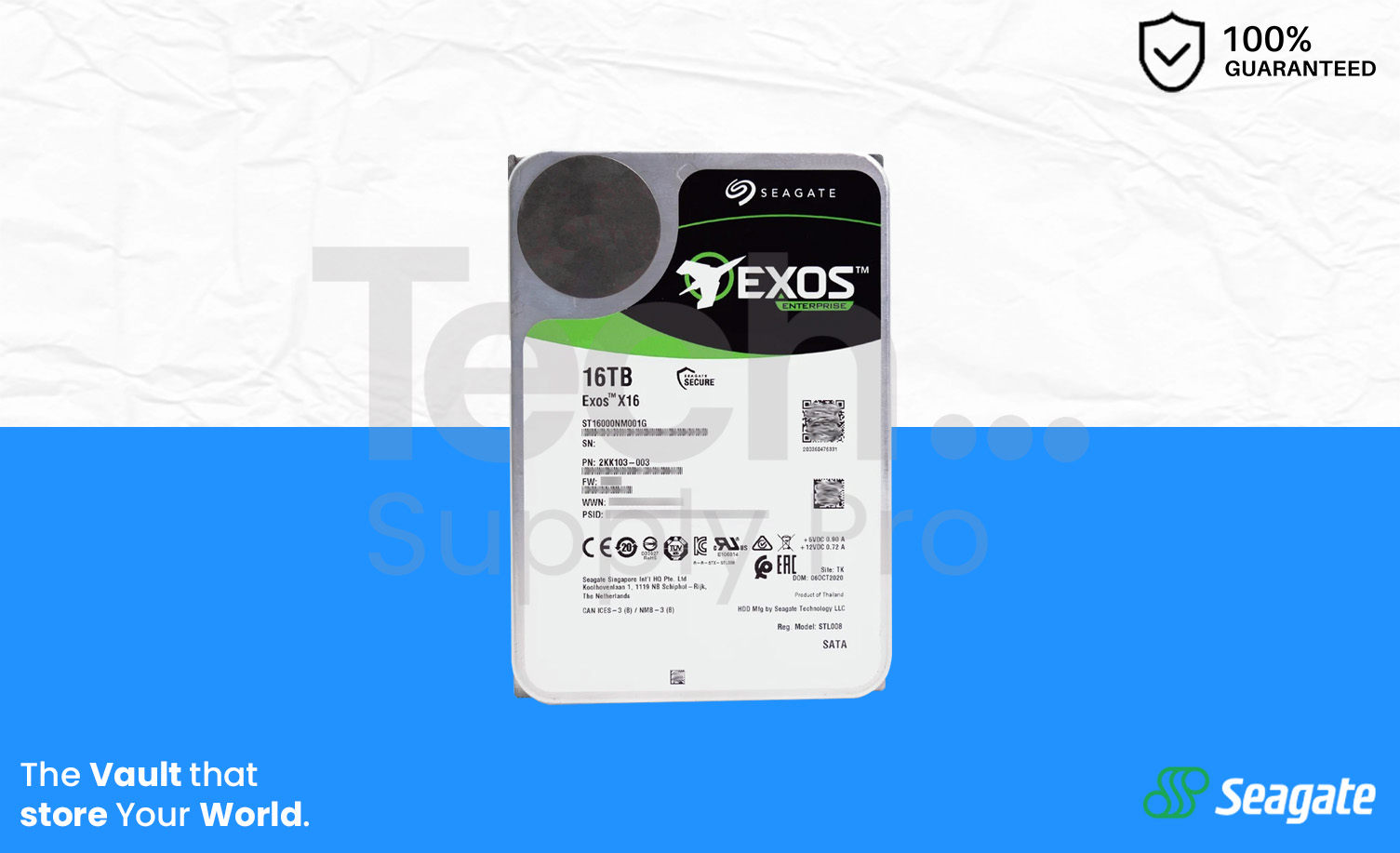 ST16000NM001G Seagate Exos X16 16TB SATA 7.2K RPM 512e 6GB/s 3.5